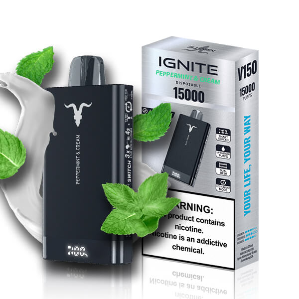 Peppermint & Cream Ignite V150 Pod Descartável 15000puffs